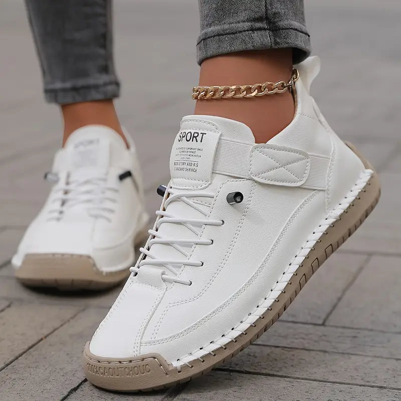SUENTA Soris | Damen Sneaker – Breite Zehenbox, Seitliche Elastikeinsätze & Leichte Struktur Weiß
