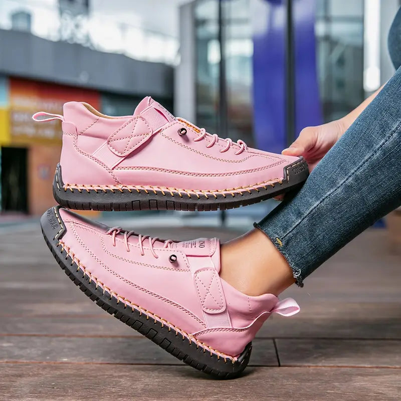 SUENTA Soris | Damen Sneaker – Breite Zehenbox, Seitliche Elastikeinsätze & Leichte Struktur Rosa