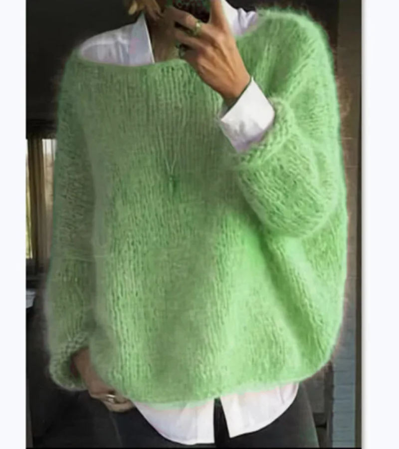 SUENTA Damen Oversize Strickpullover Weich & Kuschelig Kuschelige Wärme Grün