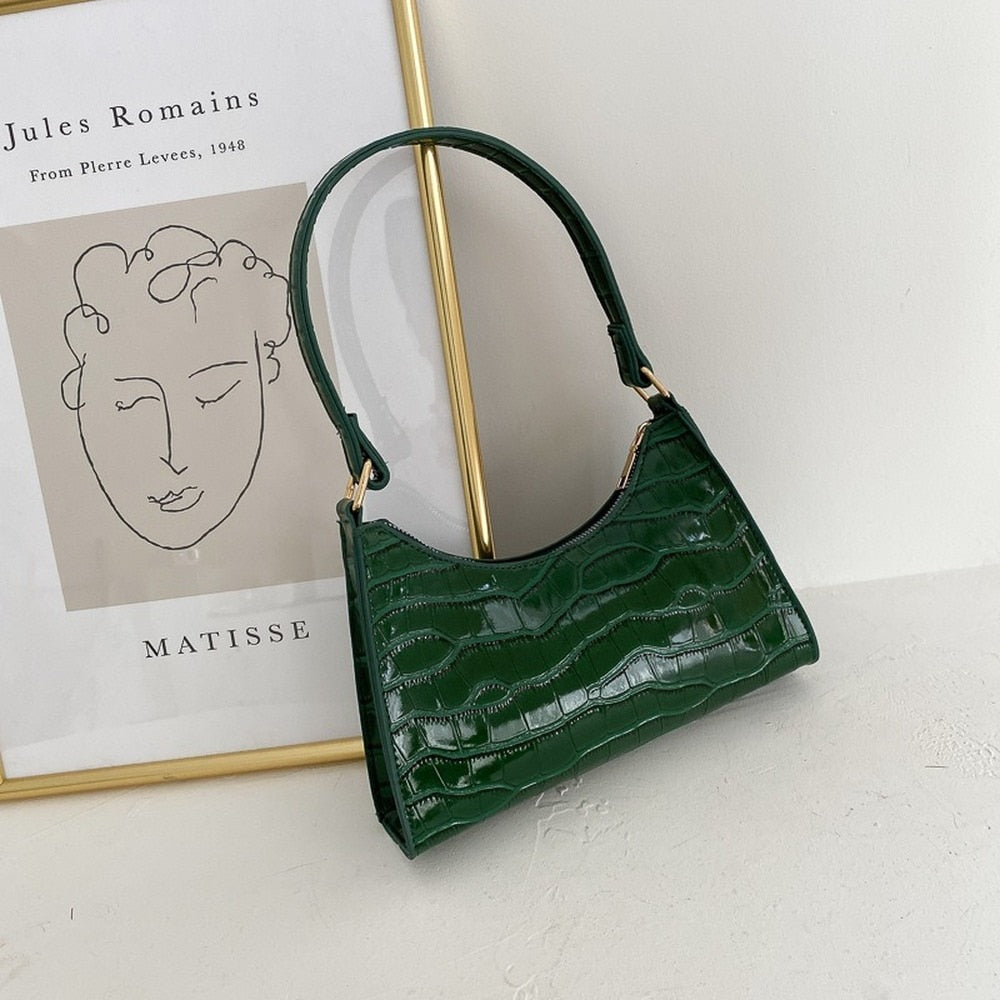 SUENTA Damen Schultertasche Klein Modernem Design Kompakte Grösse Grün