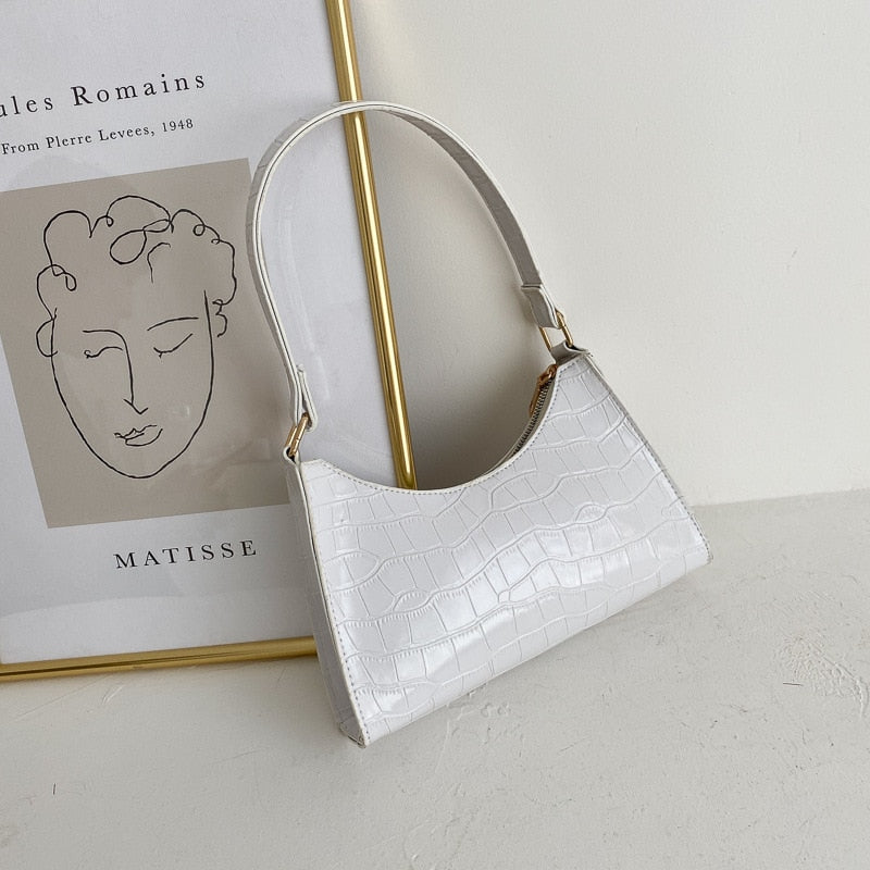 SUENTA Damen Schultertasche Klein Modernem Design Kompakte Grösse Weiß
