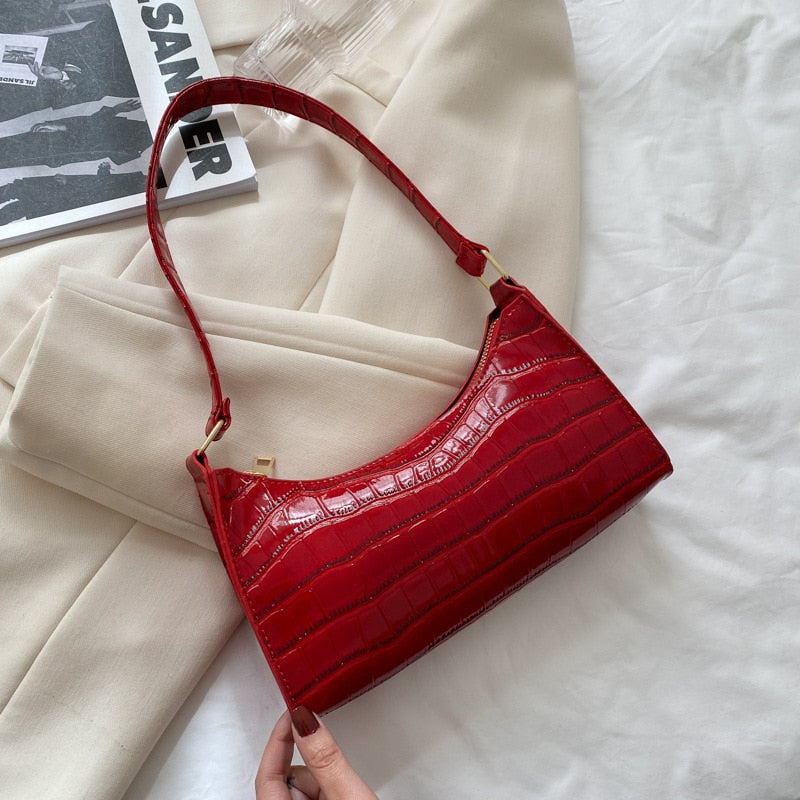 SUENTA Damen Schultertasche Klein Modernem Design Kompakte Grösse Rot