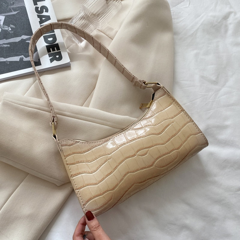 SUENTA Damen Schultertasche Klein Modernem Design Kompakte Grösse Beige