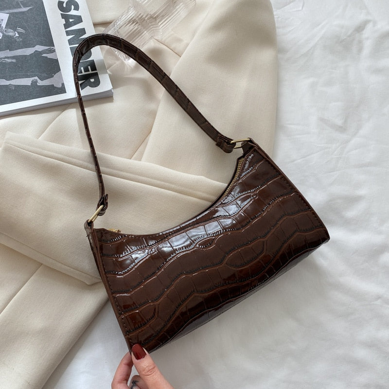 SUENTA Damen Schultertasche Klein Modernem Design Kompakte Grösse Dunkelbraun