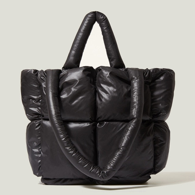 SUENTA Damen Shopper Handtasche Großzügigem Gepölsterter Struktur Weiche Polsterung Schwarz