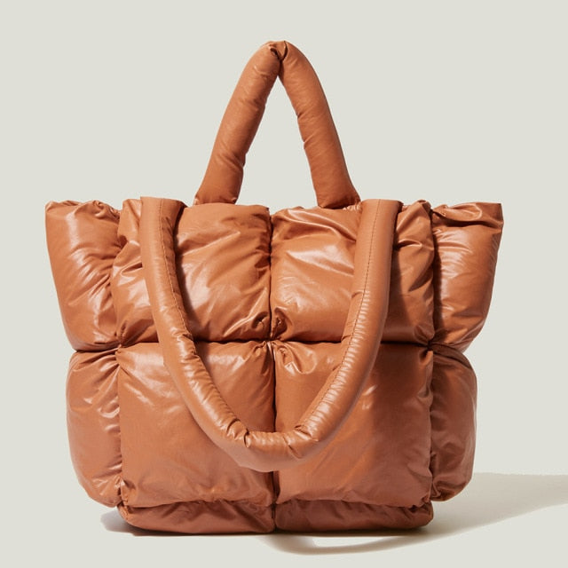 SUENTA Damen Shopper Handtasche Großzügigem Gepölsterter Struktur Weiche Polsterung Braun