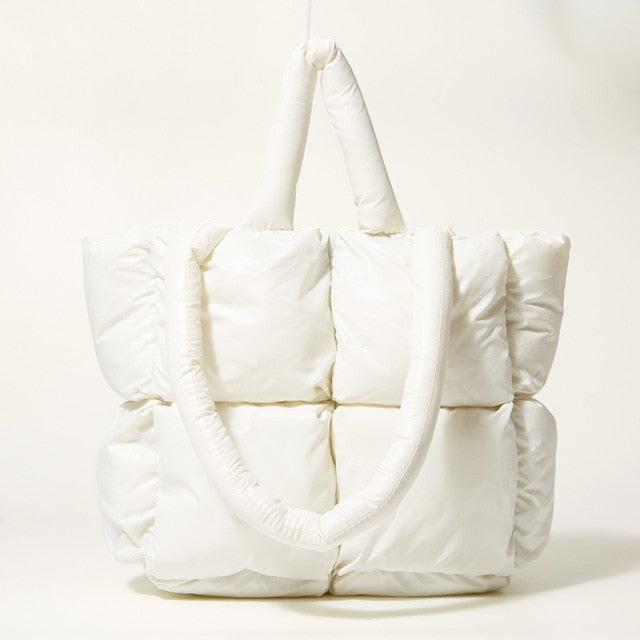 SUENTA Damen Shopper Handtasche Großzügigem Gepölsterter Struktur Weiche Polsterung Weiß