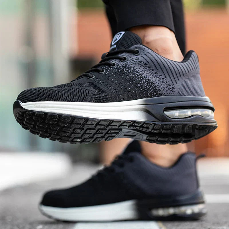 SUENTA Inspire - Damen Sicherheitsschuhe Stahlkappe Rutschfester Sohle Kevlar-Zwischensohle Schwarz Grau