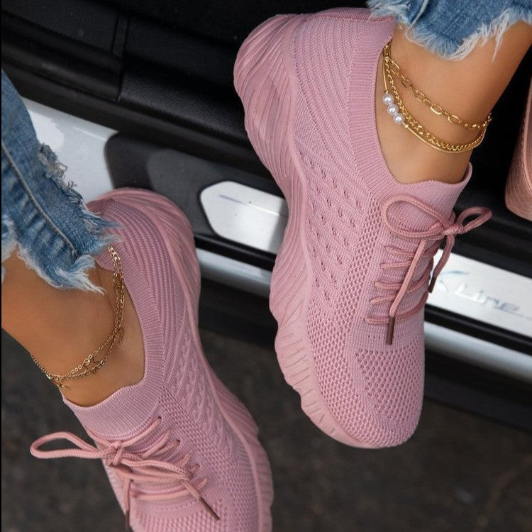SUENTA Damen Sneakers Superleicht Rutschfest Atmungsaktiv Sport Bewegungsfreiheit Rosa