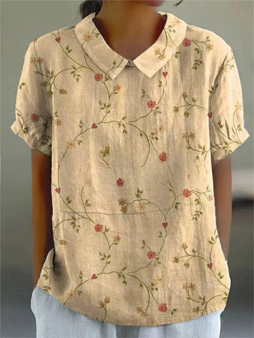SUENTA Solene | Damen Sommer Blumendruck Hemd – Luxus Printbluse Elegant & Florale Sommerbluse Orange