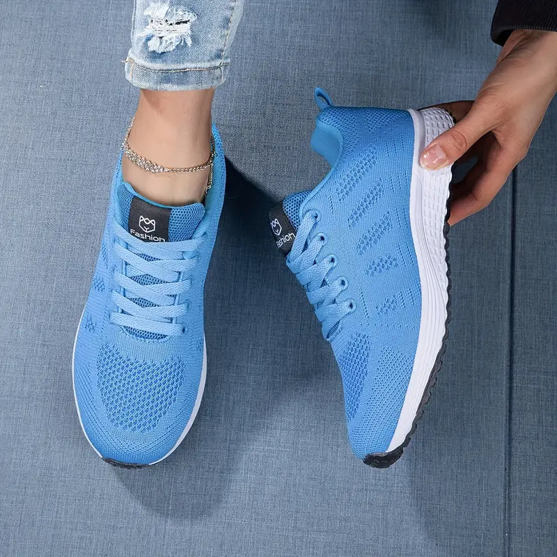 SUENTA Damen Sportsneaker Atmungsaktivem Strick-Obermaterial Flexibler Sohle Herbst Himmelblau