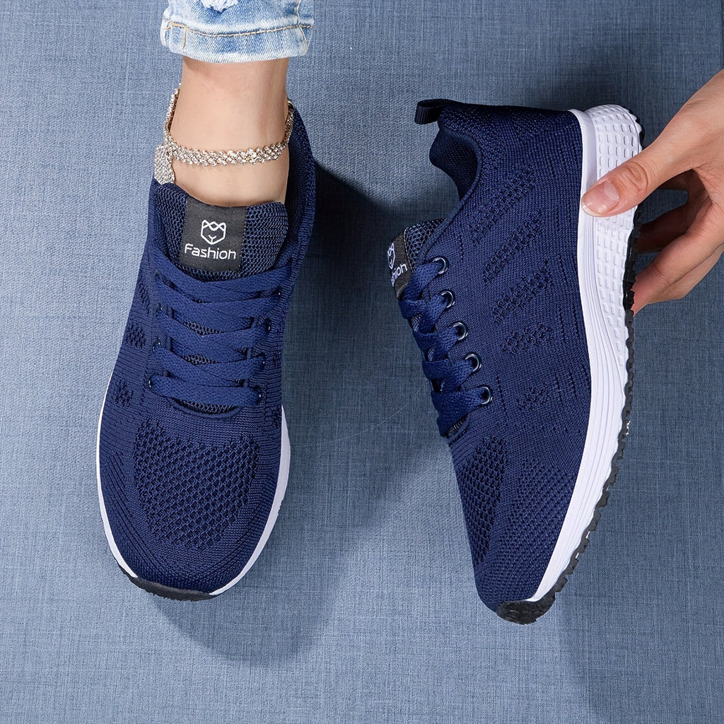 SUENTA Damen Sportsneaker Atmungsaktivem Strick-Obermaterial Flexibler Sohle Herbst Marineblau