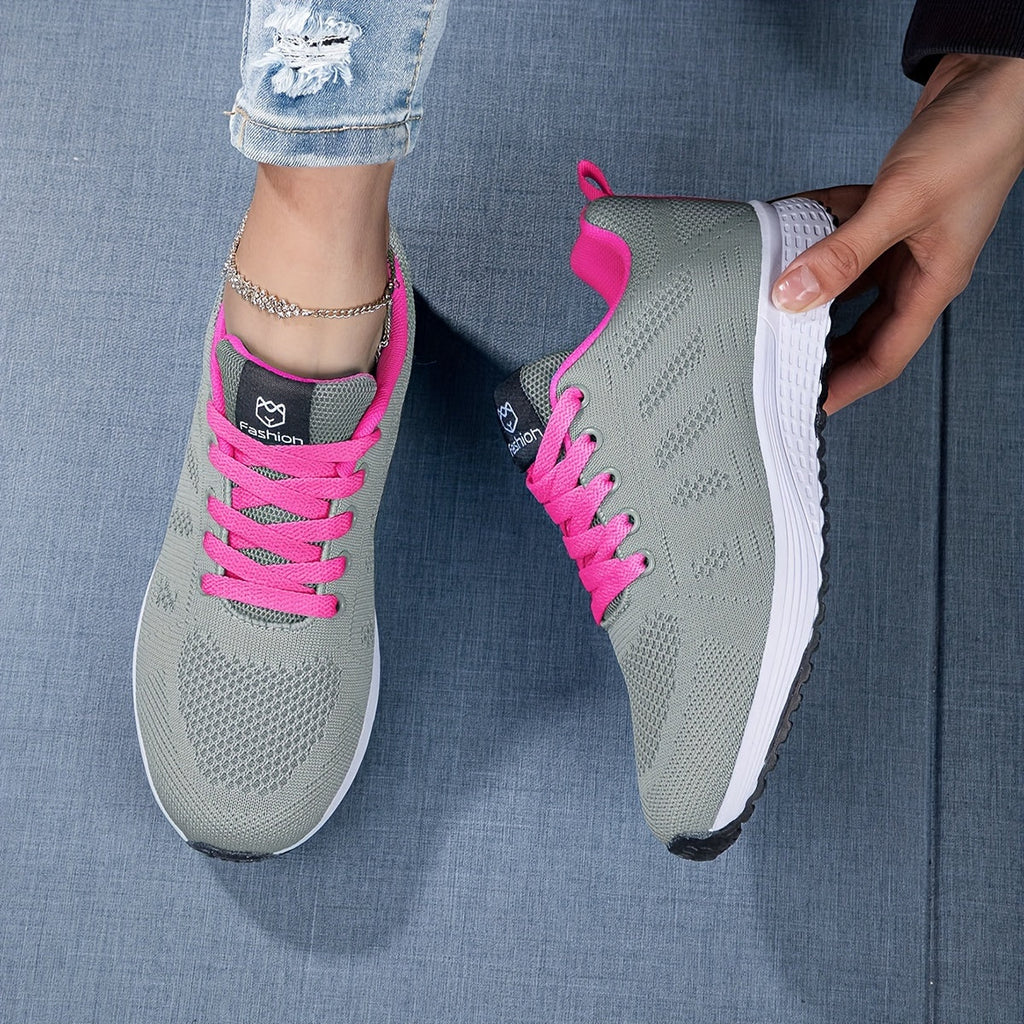 SUENTA Damen Sportsneaker Atmungsaktivem Strick-Obermaterial Flexibler Sohle Herbst Grau