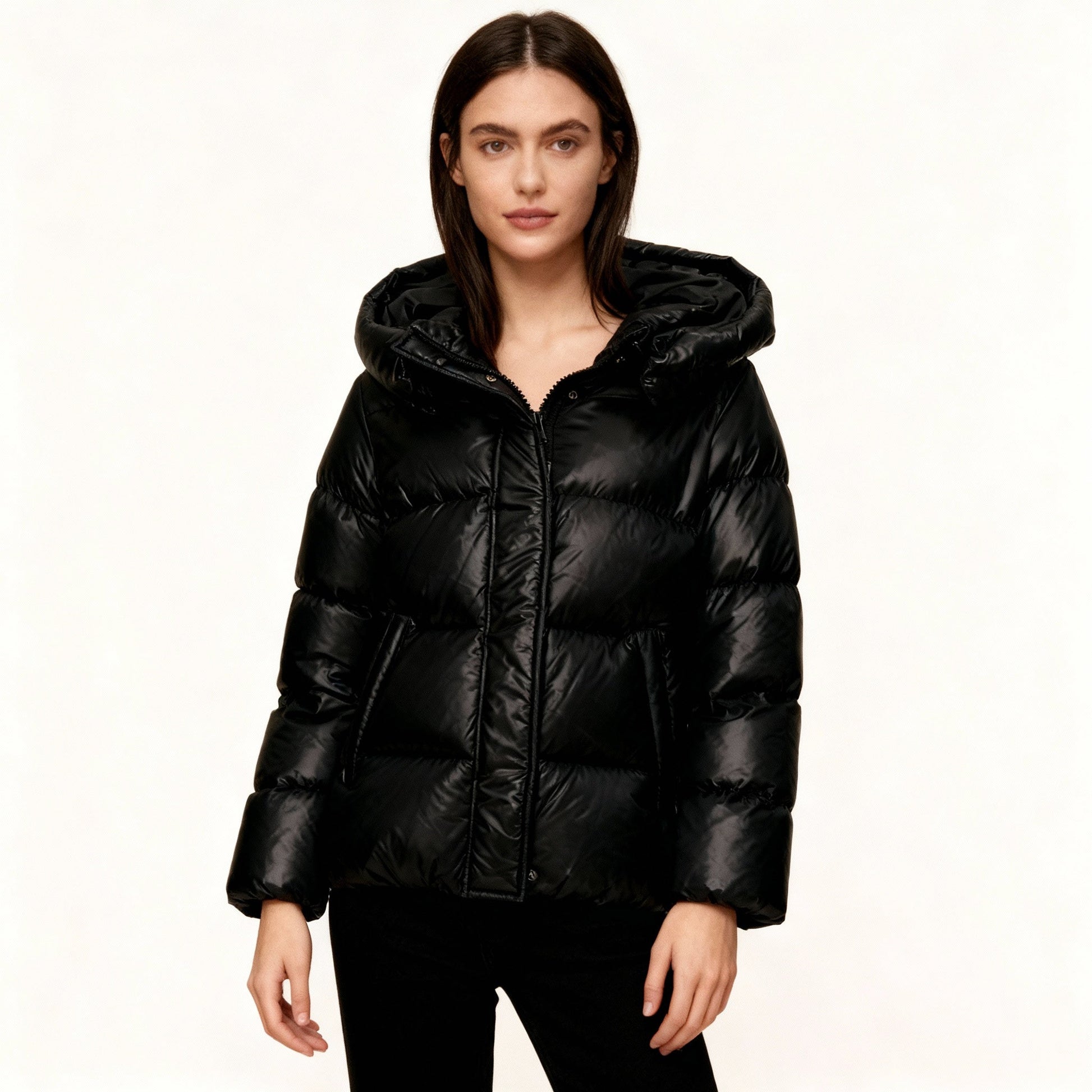 SUENTA Damen Ultraleichte Steppjacke Mit Kapuze Kunstfaser Und Taschen