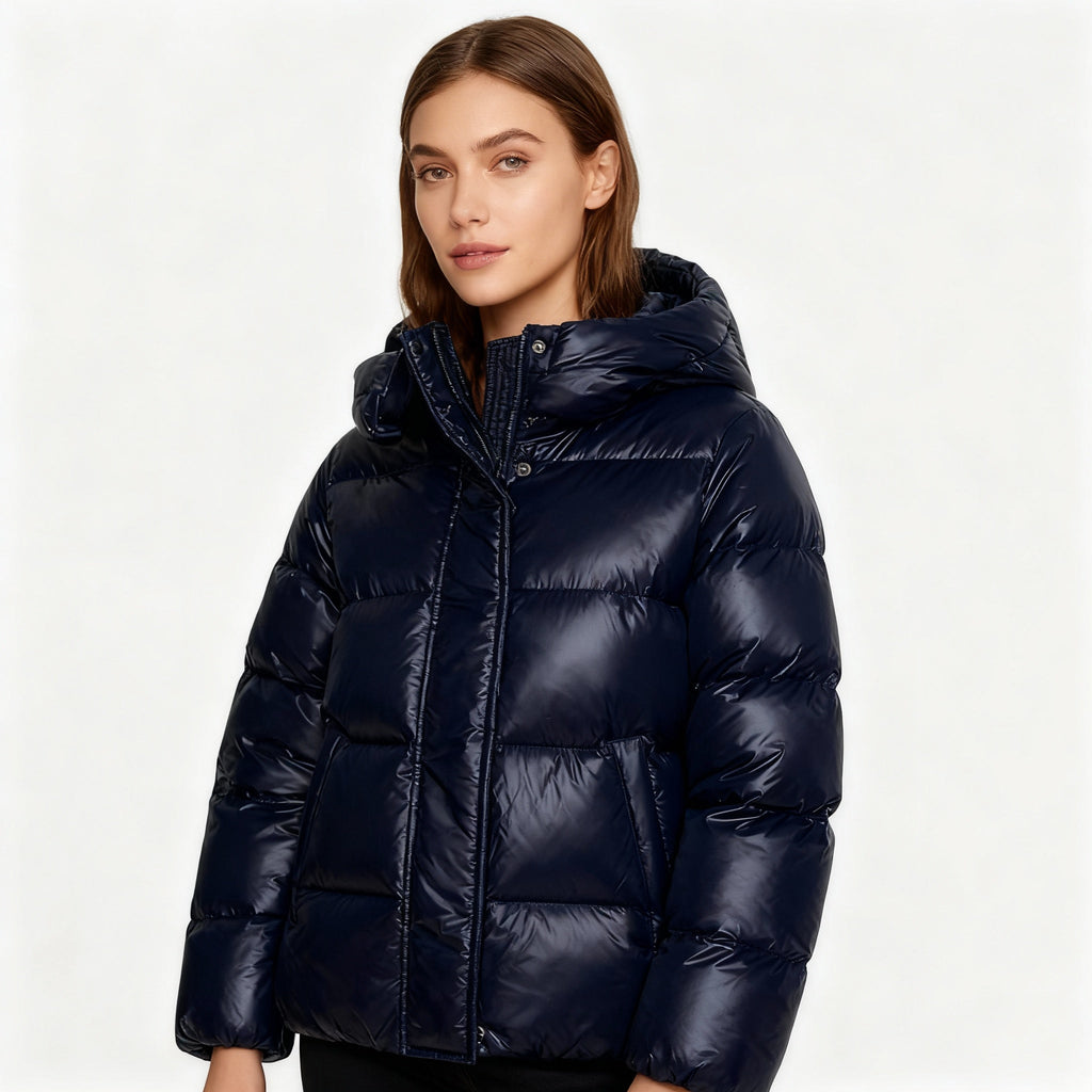 SUENTA Damen Ultraleichte Steppjacke Mit Kapuze Kunstfaser Und Taschen
