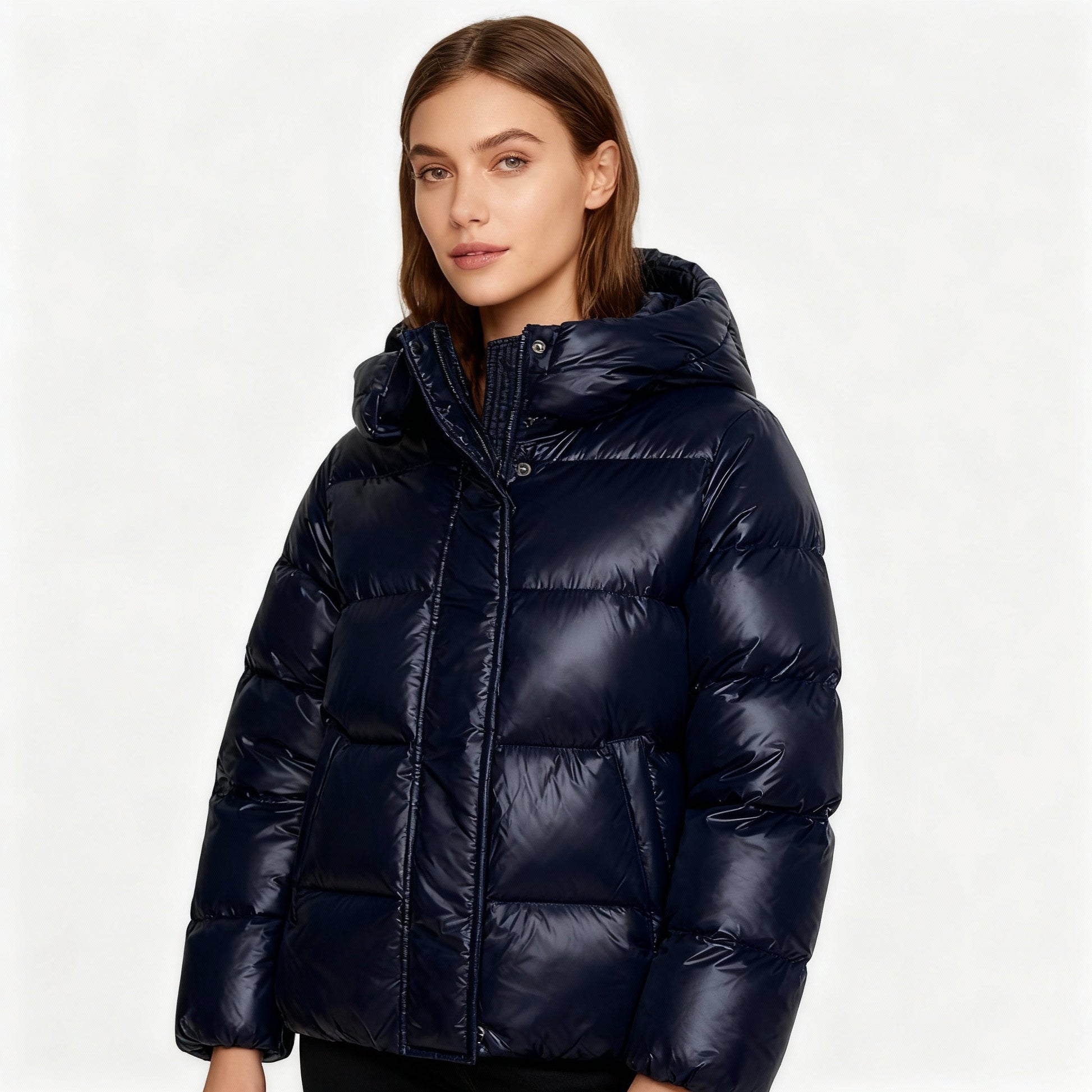 SUENTA Damen Ultraleichte Steppjacke Mit Kapuze Kunstfaser Und Taschen
