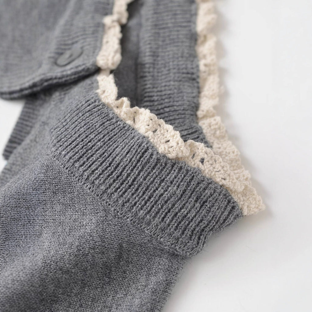 SUENTA Damen Strickjacke Rüschendetails Weichem Atmungsaktivem Strickmaterial