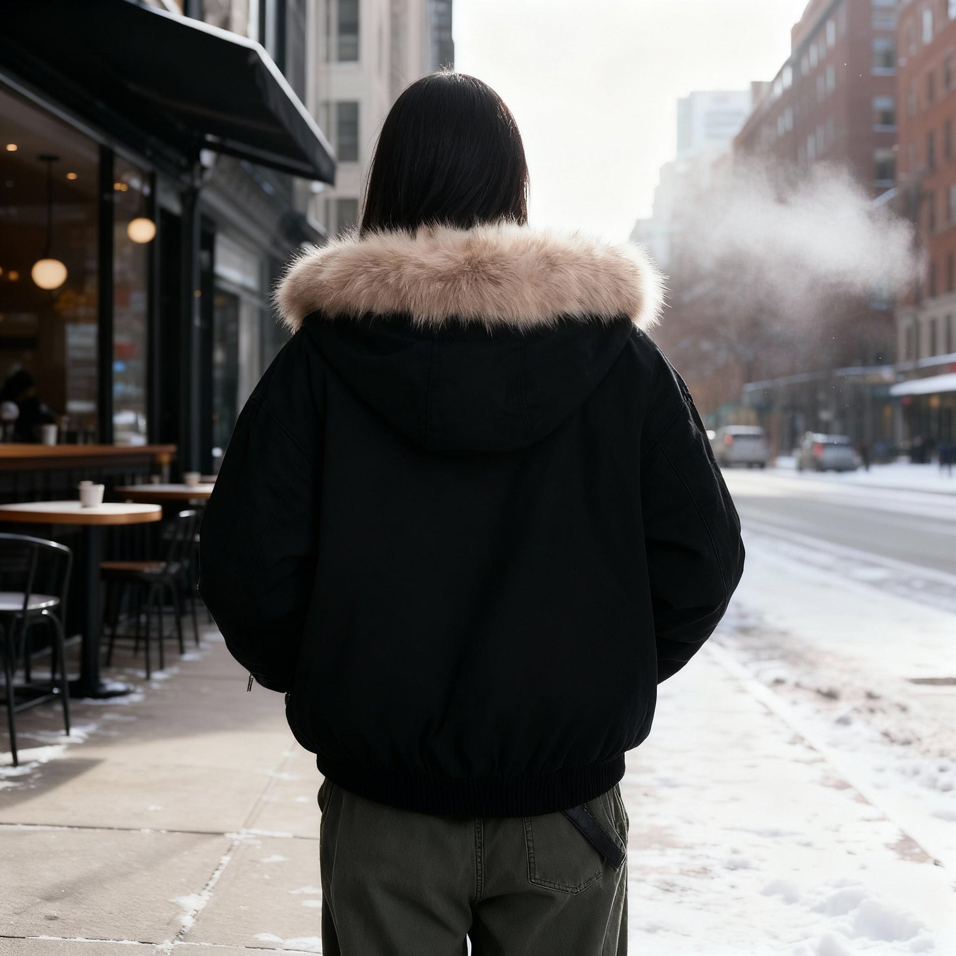 SUENTA Damen Thermo Winterjacke Abnehmbarer Kapuze Fellkragen Wasserabweisendem