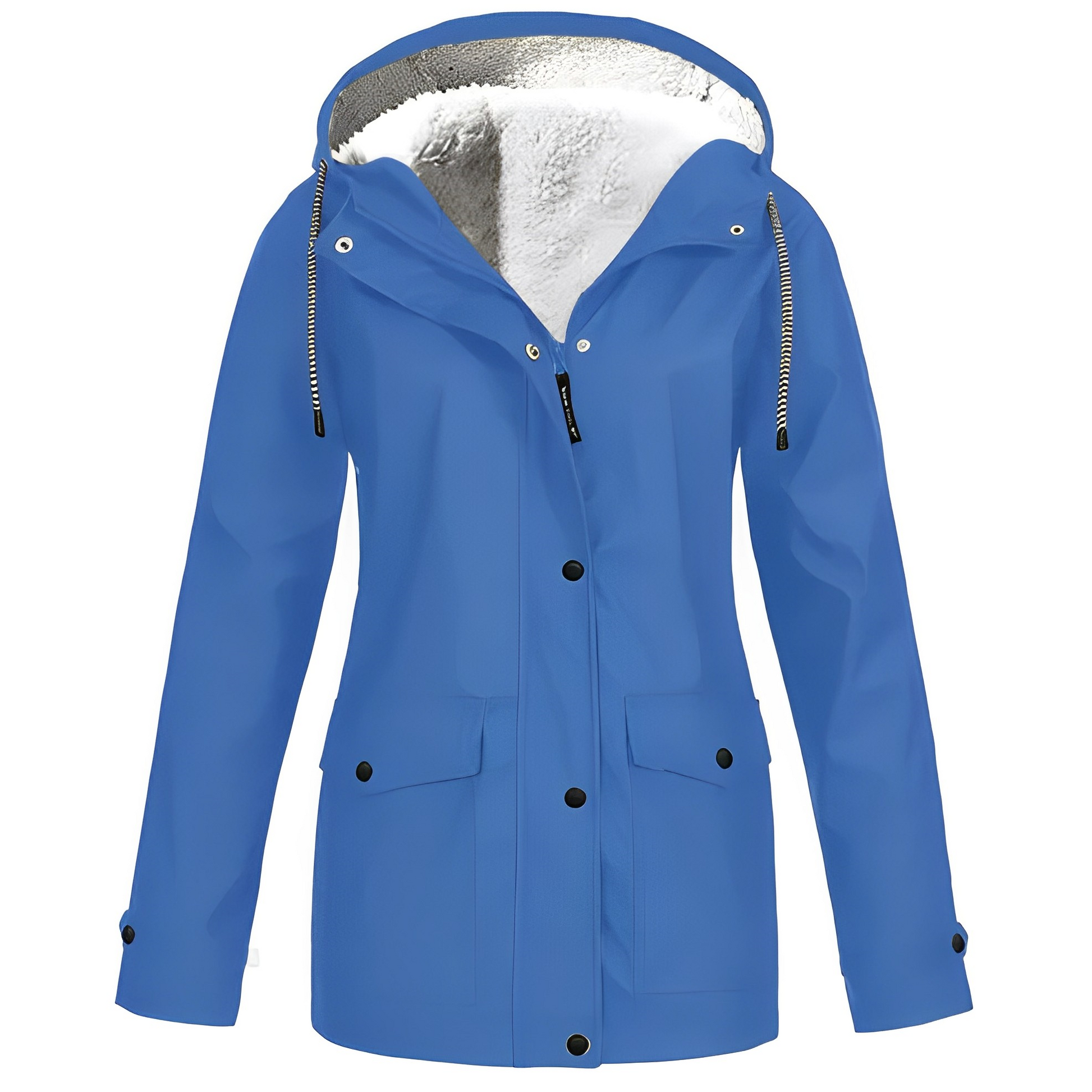 SUENTA Damen Übergangsjacke Mit Kapuze Und Fleecefutter Warm Blau