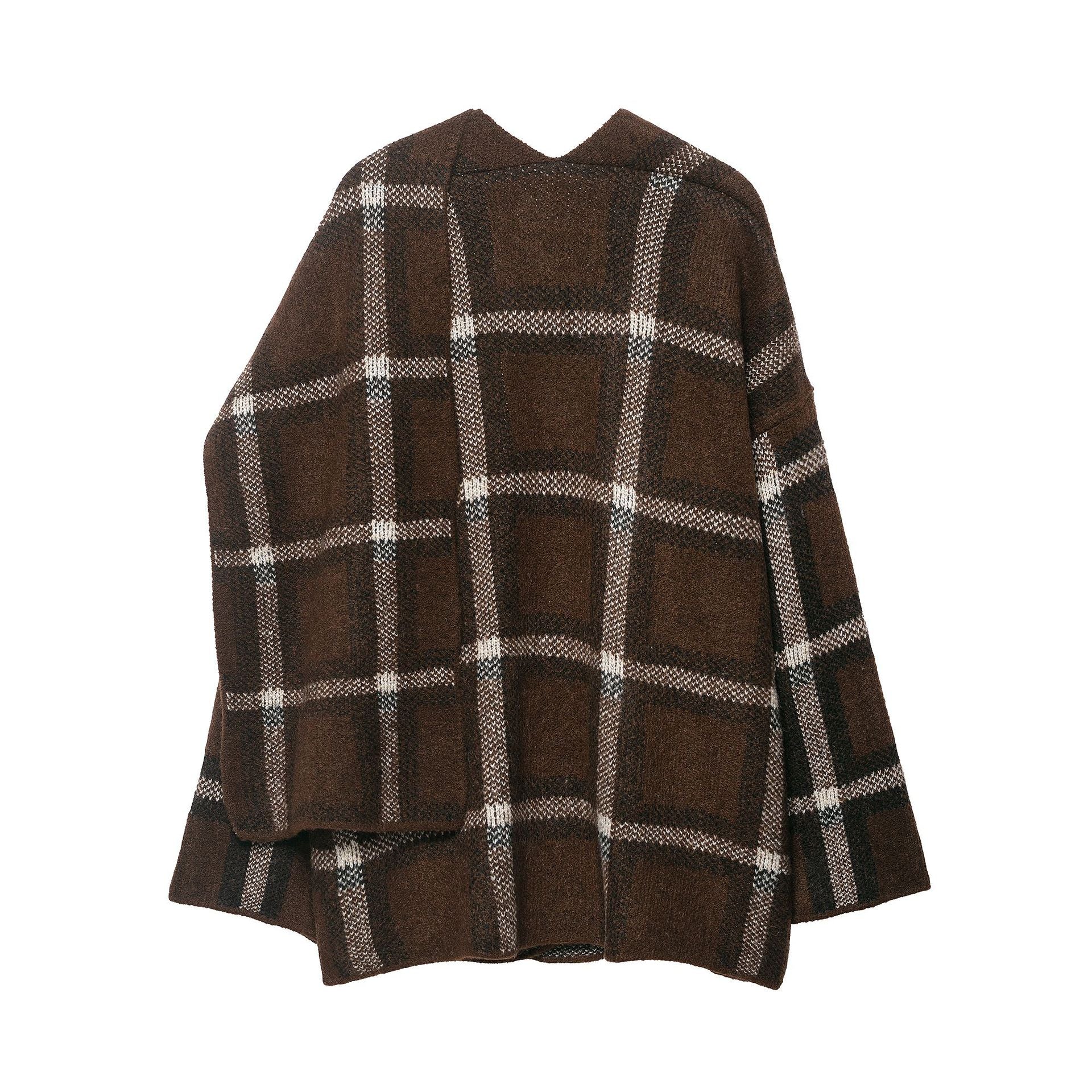 SUENTA Damen Übergroßen Cardigan Mit Karomuster Hochwertige Materialmischung