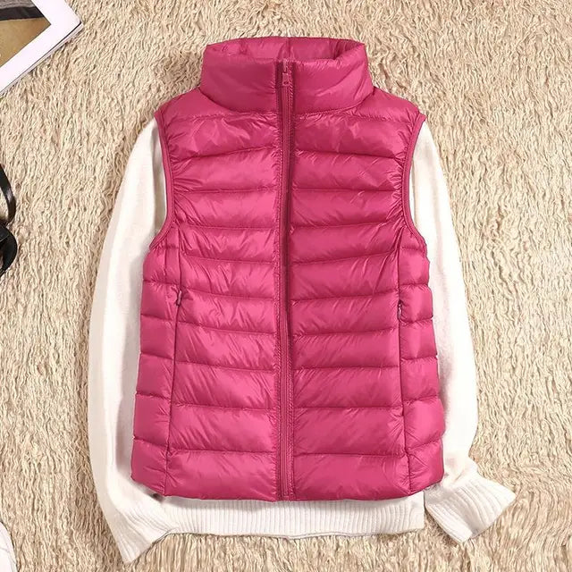 SUENTA Damenweste Nylon Taillierte Passform Hoher Kragen Ganztägigen Komfort Rose