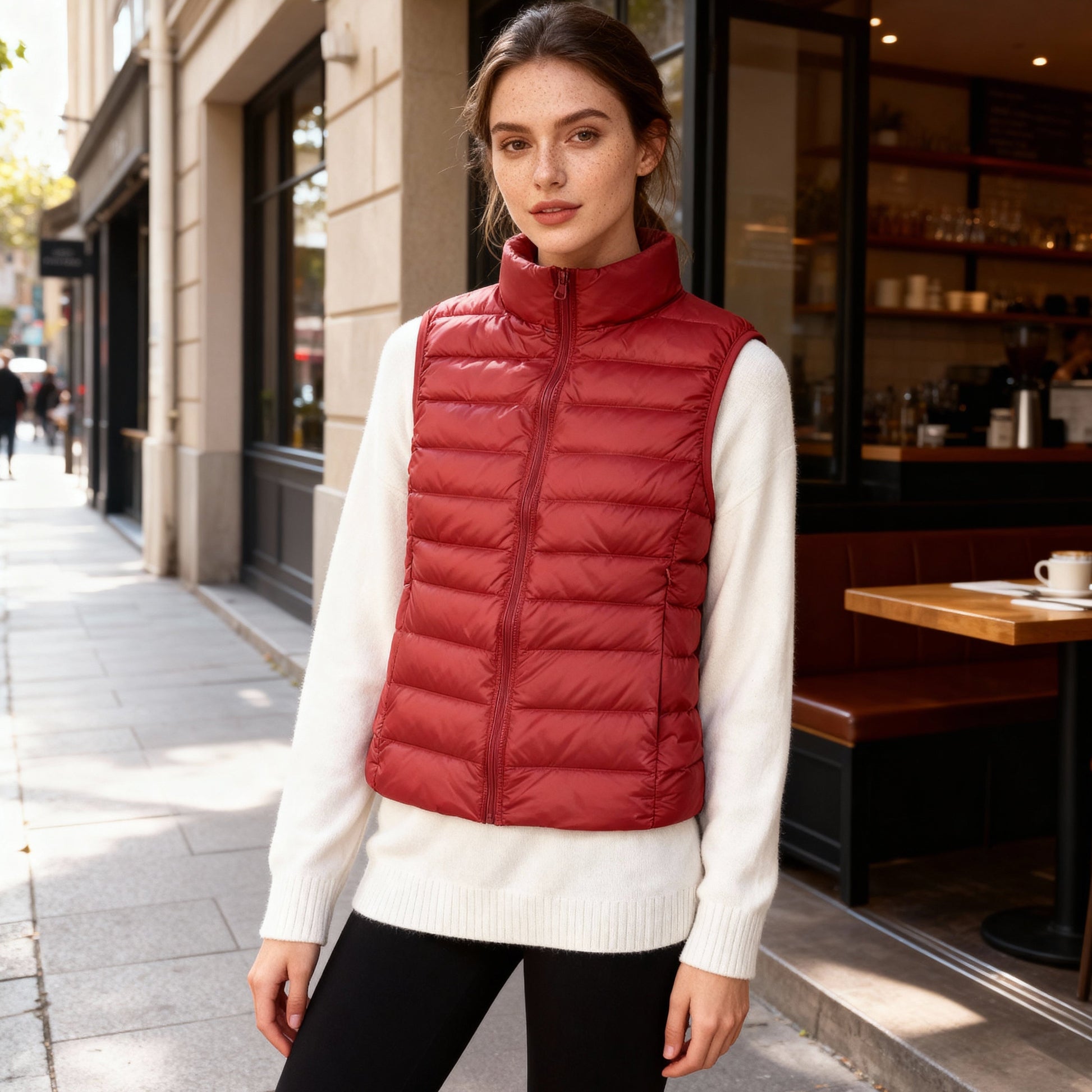 SUENTA Damenweste Nylon Taillierte Passform Hoher Kragen Ganztägigen Komfort