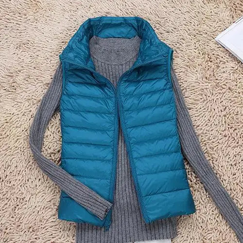 SUENTA Damenweste Nylon Taillierte Passform Hoher Kragen Ganztägigen Komfort Blau