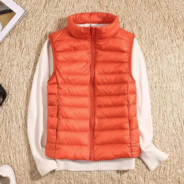 SUENTA Damenweste Nylon Taillierte Passform Hoher Kragen Ganztägigen Komfort Orange