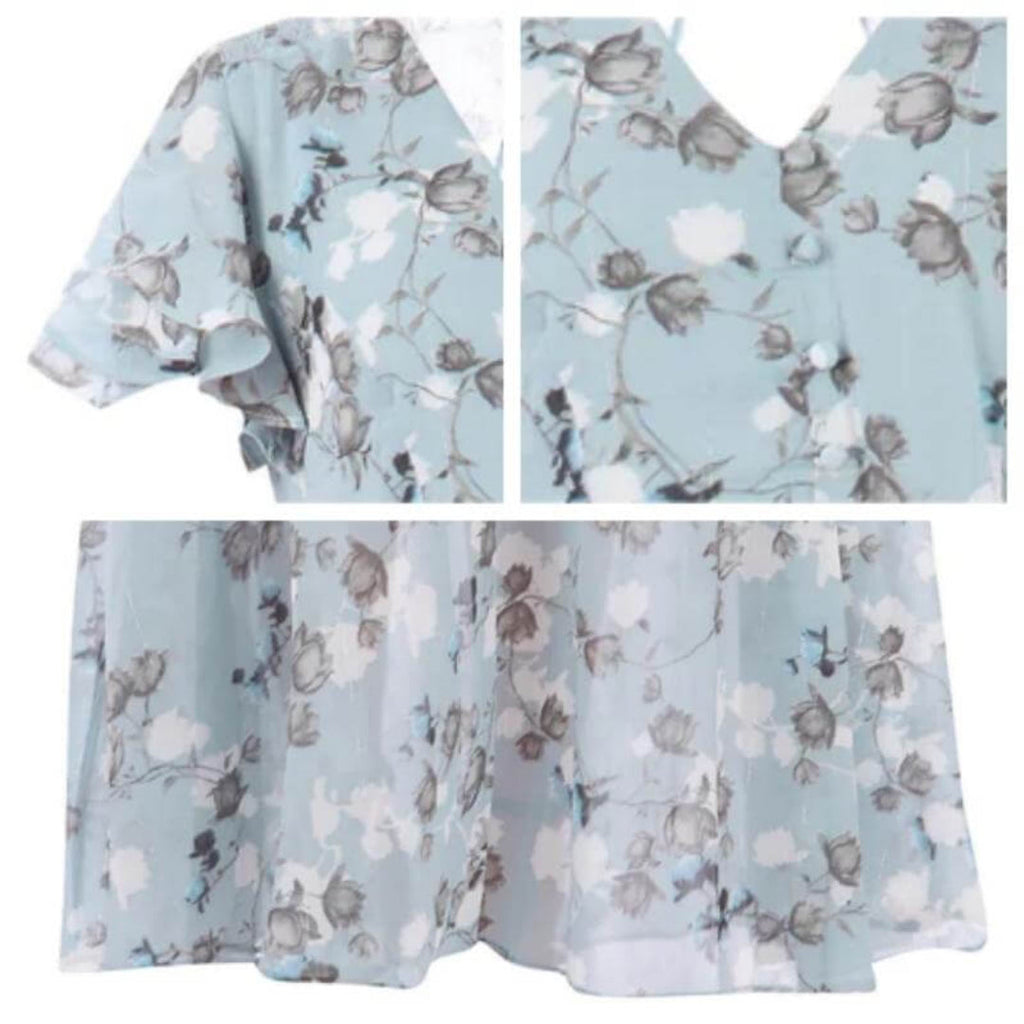 SUENTA Vena | Damen V-Ausschnitt Maxikleid – Exklusiver Blumendruck & Fließende Länge