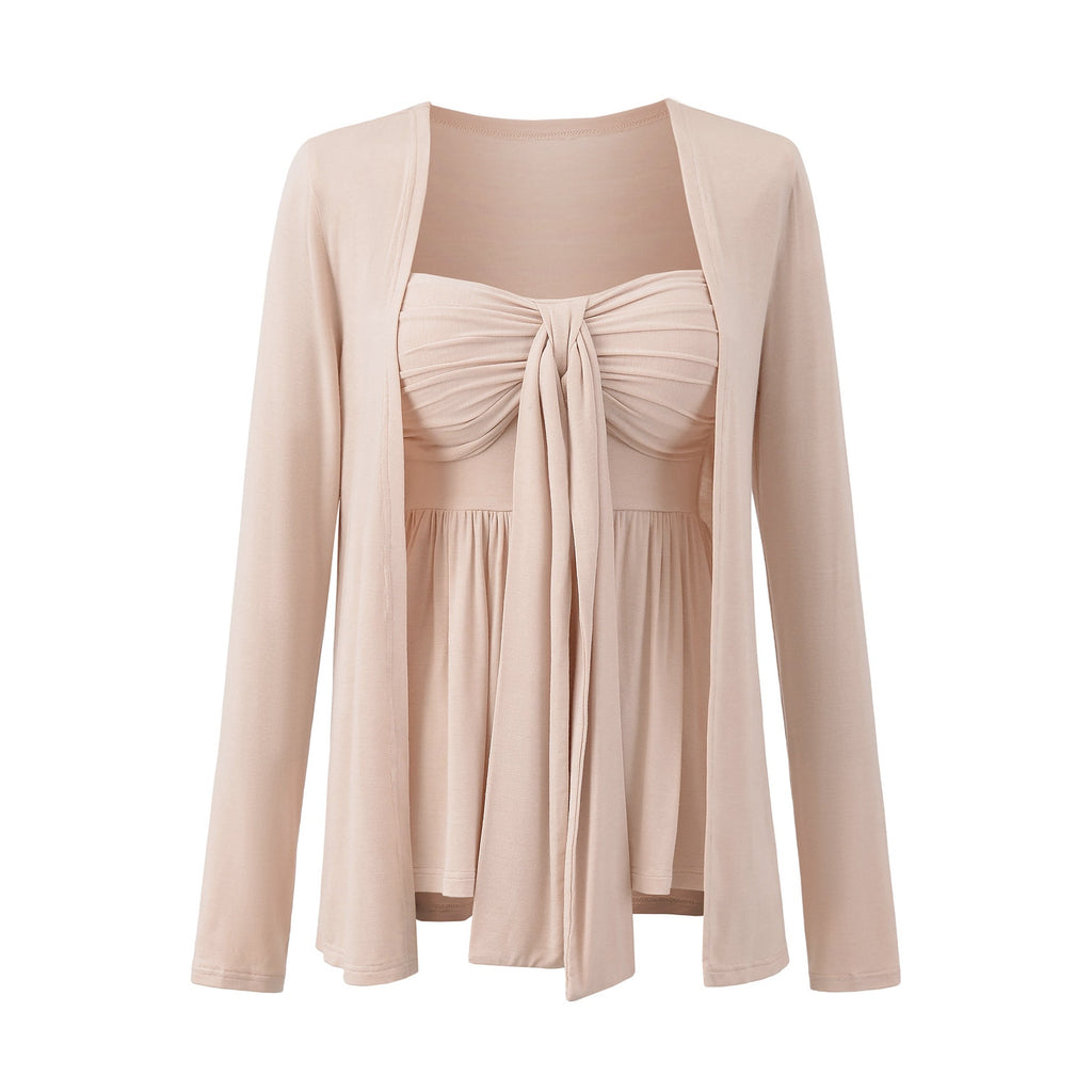 SUENTA Damen Wickelbluse Mit Zarten Rüschendetails Zeitlose Eleganz Lila