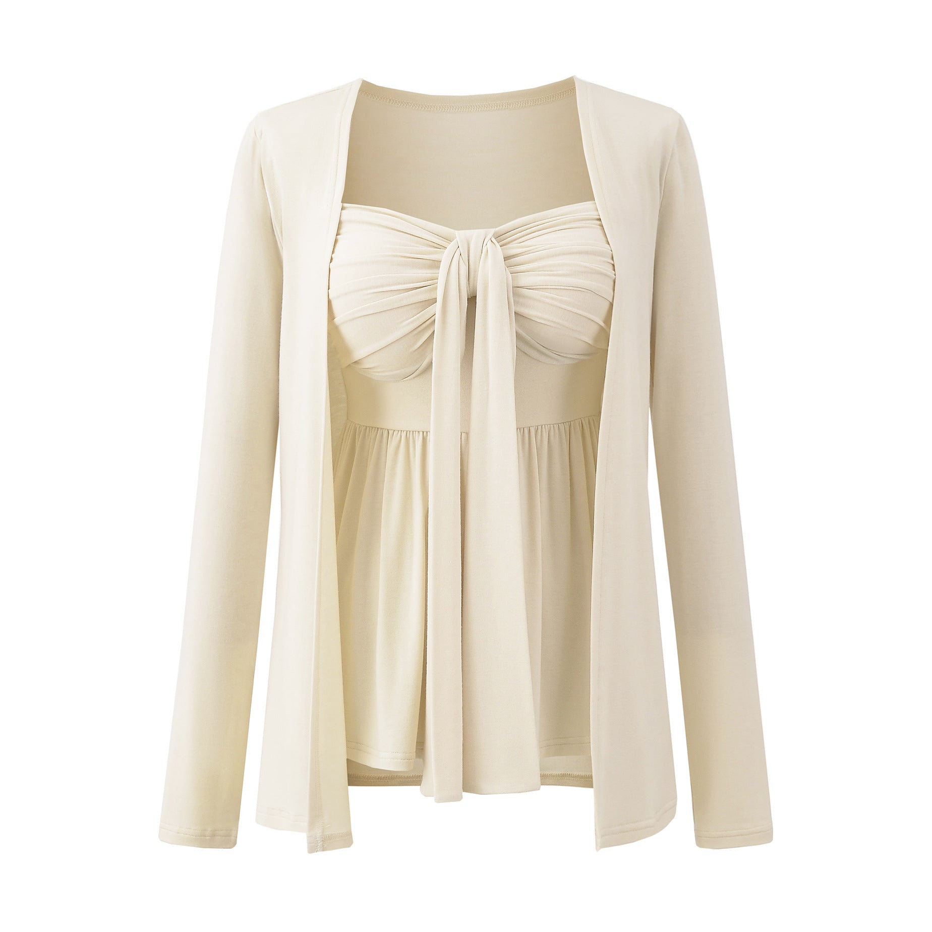 SUENTA Damen Wickelbluse Mit Zarten Rüschendetails Zeitlose Eleganz Aprikose