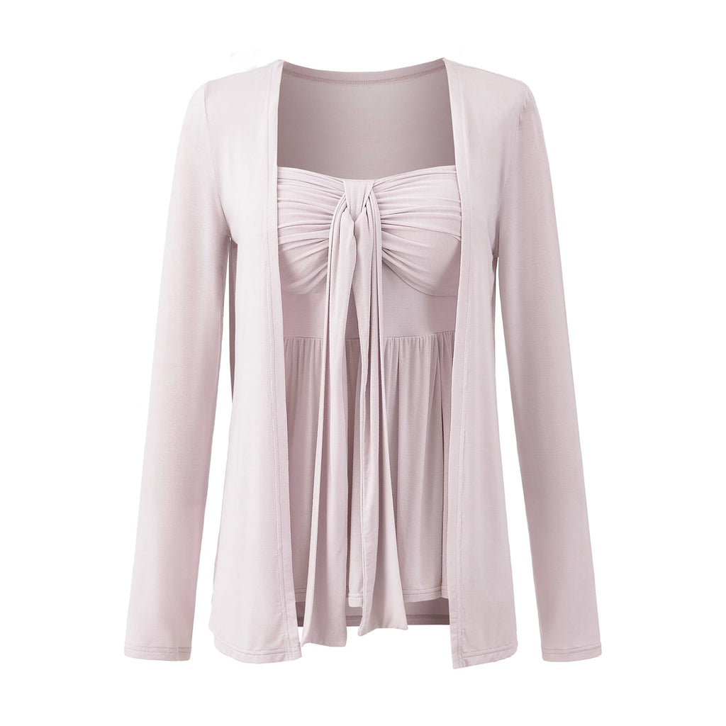 SUENTA Damen Wickelbluse Mit Zarten Rüschendetails Zeitlose Eleganz Rosa