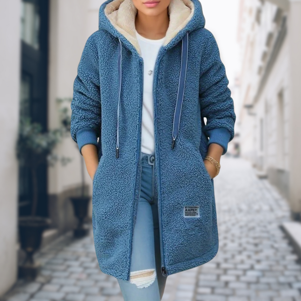 SUENTA Damen Winter-Jacke Weiche Fleece-Futter Stil Ideal Kalte Tage Blau