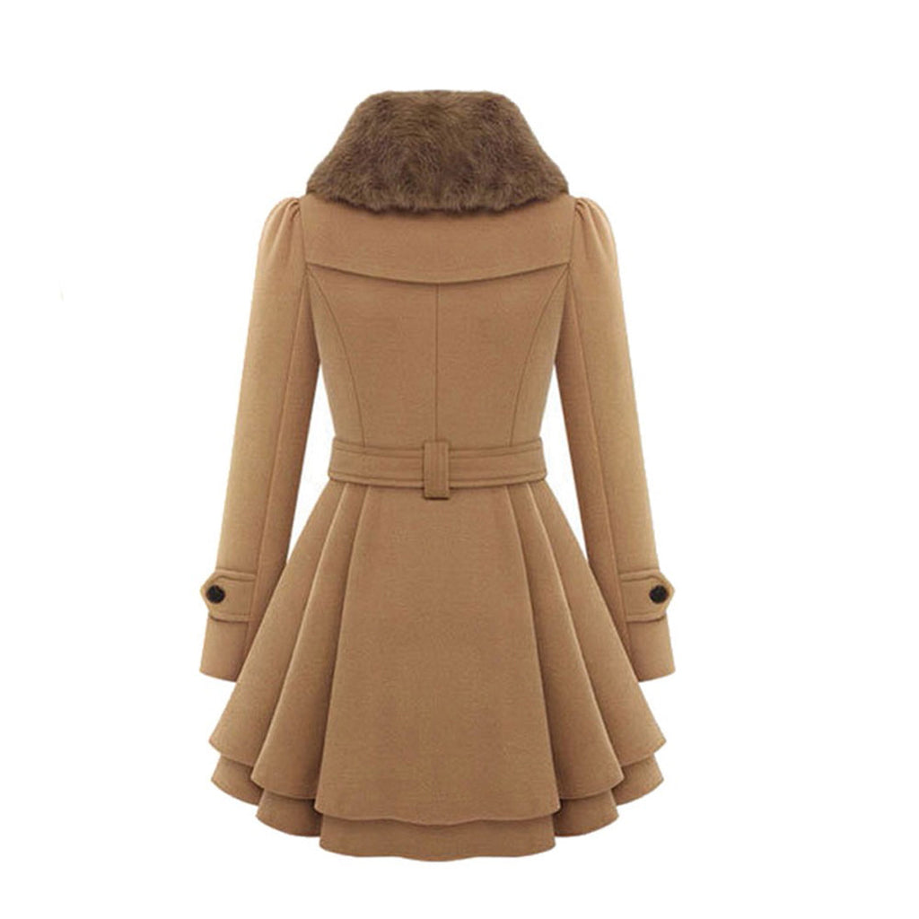 SUENTA Damen Winterjacke Mit Gürtel & Fellfutter Warm Taillierte Eleganz
