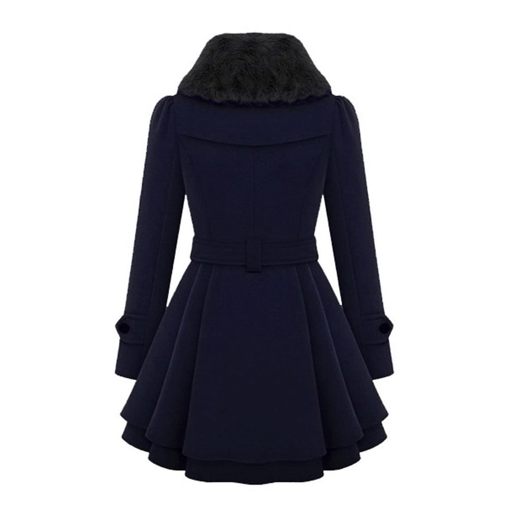 SUENTA Damen Winterjacke Mit Gürtel & Fellfutter Warm Taillierte Eleganz