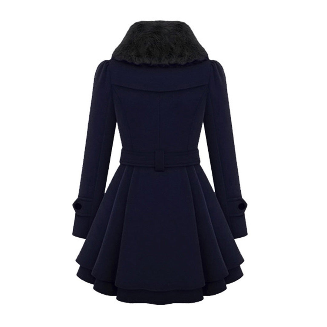 SUENTA Damen Winterjacke Mit Gürtel & Fellfutter Warm Taillierte Eleganz