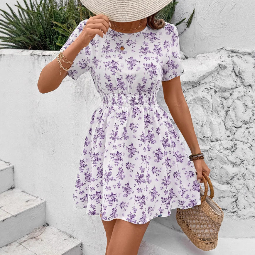 SUENTA Luna | Damen Sommerkleid – Floralem Muster, Flexibler Elastik-Taillenzug & Lässiger Schnitt