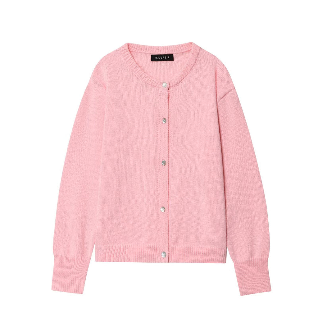 SUENTA Damen Weiche Strickjacke Mit Dezenten Knopfdetails Pink