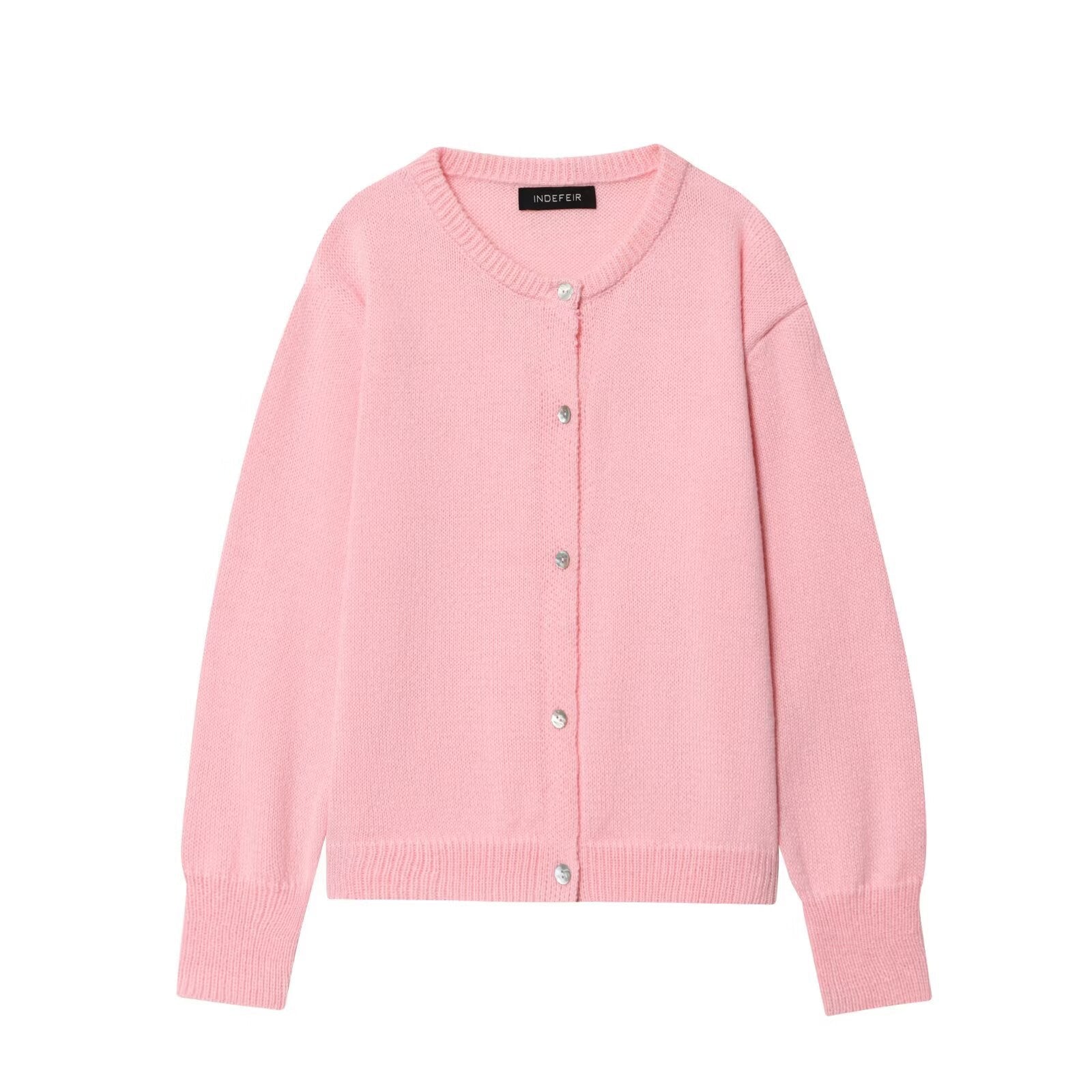 SUENTA Damen Weiche Strickjacke Mit Dezenten Knopfdetails Pink