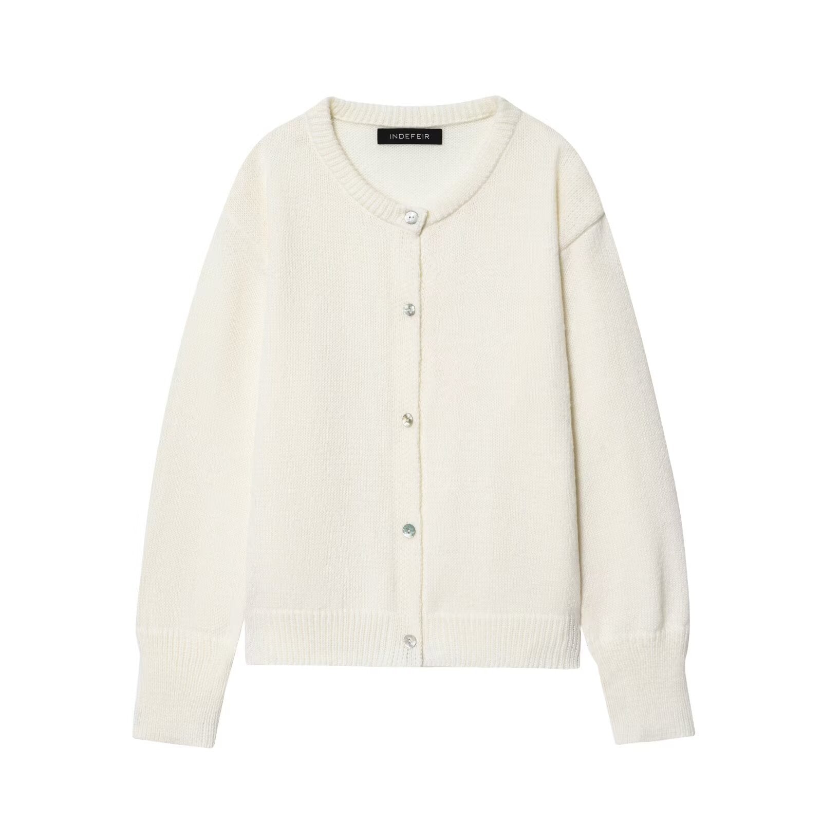 SUENTA Damen Weiche Strickjacke Mit Dezenten Knopfdetails Weiß