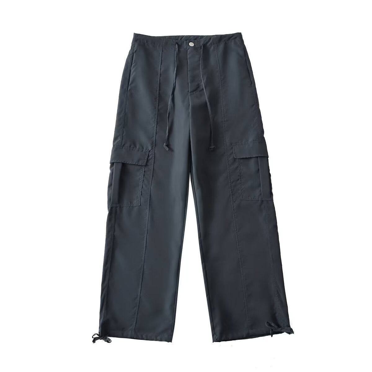 SUENTA Frauen eleganten weiten Cargo-Hose Stil und Funktionalität Alltag Freizeit Dunkelgrau