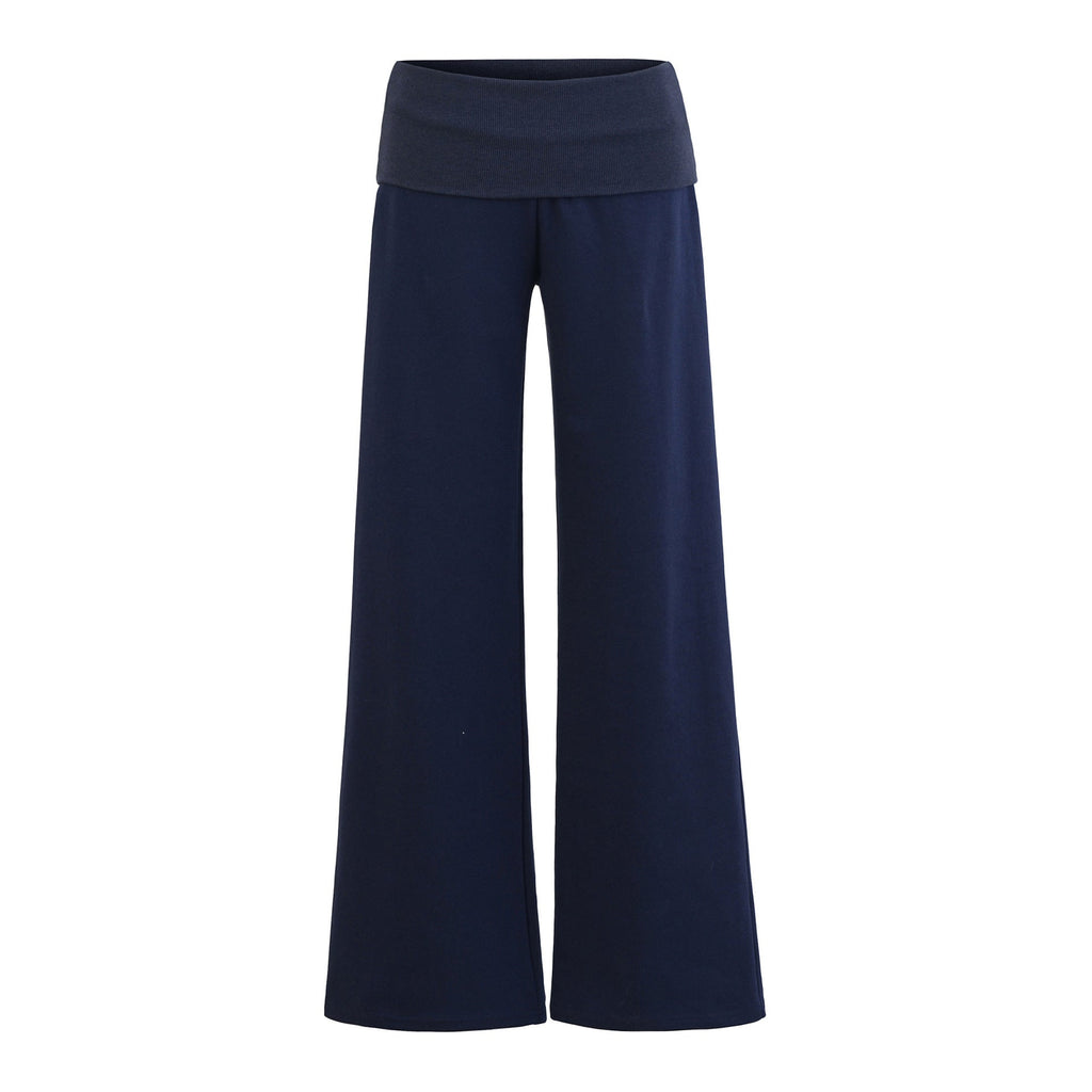 SUENTA Damen Weite Jersey-Loungehose Elastische Bund Komfort Dunkelblau