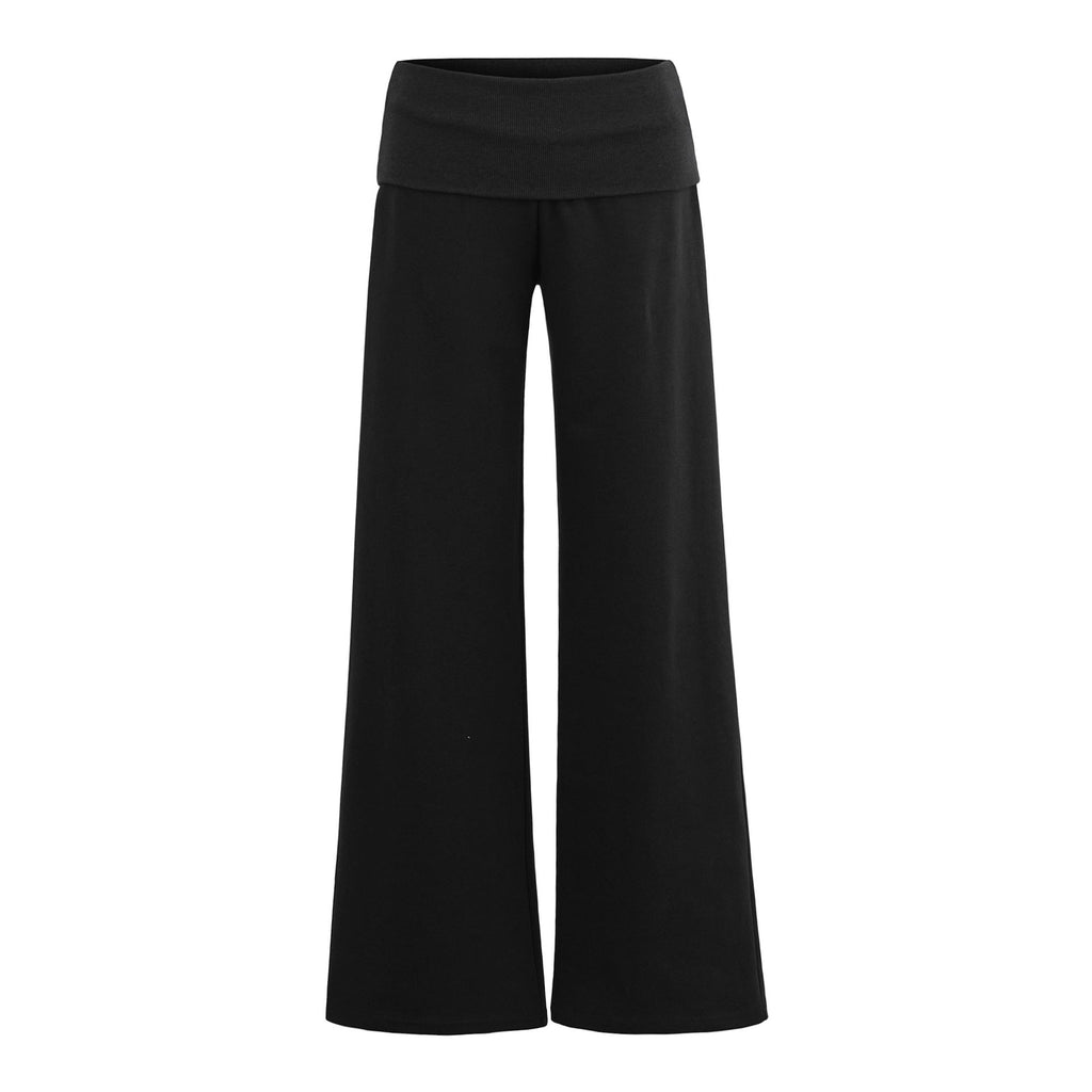 SUENTA Damen Weite Jersey-Loungehose Elastische Bund Komfort Schwarz
