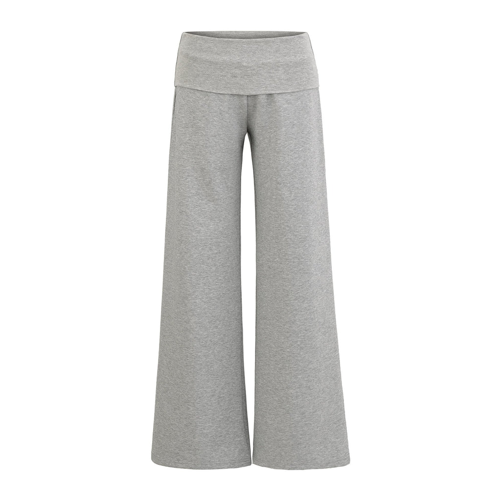 SUENTA Damen Weite Jersey-Loungehose Elastische Bund Komfort Grau