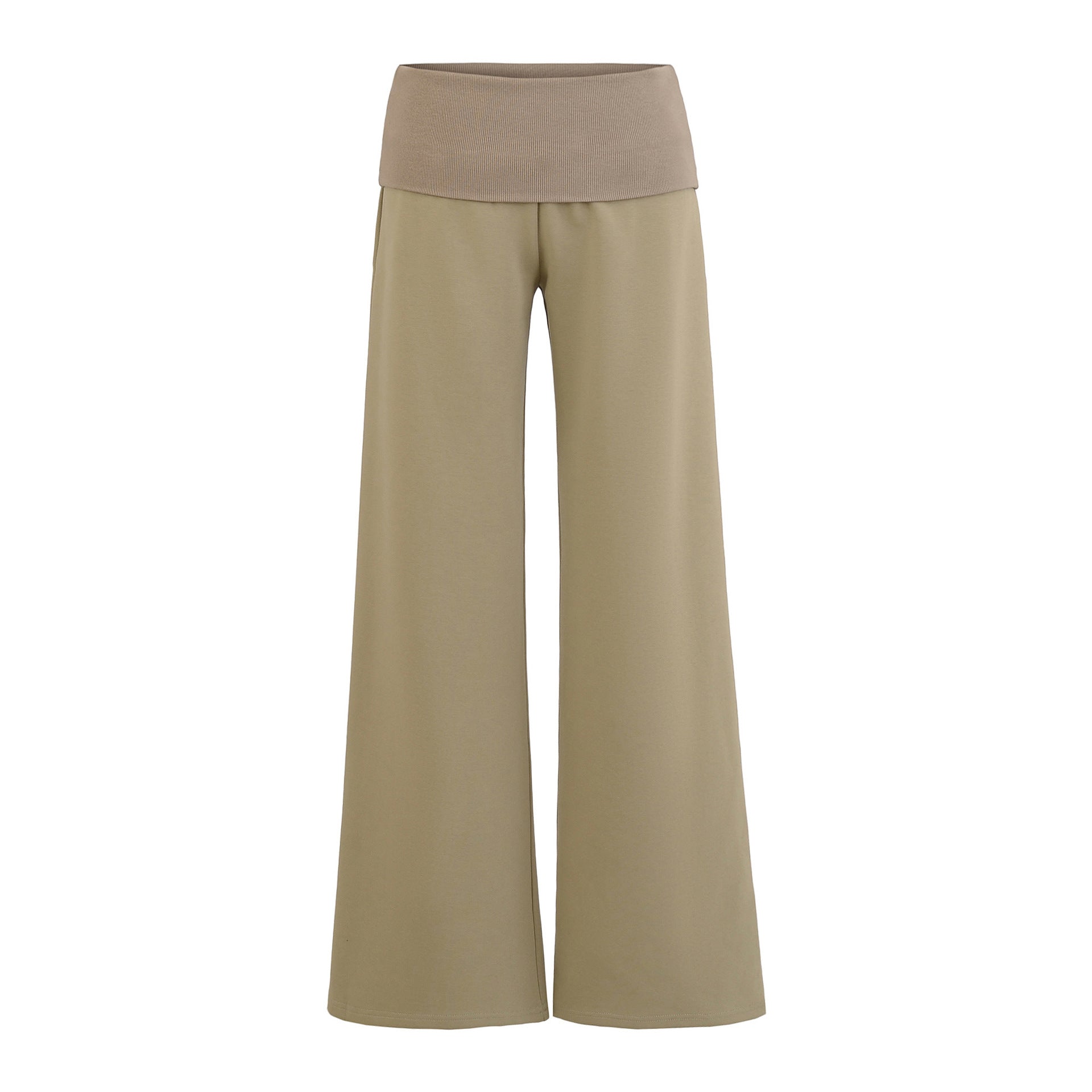 SUENTA Damen Weite Jersey-Loungehose Elastische Bund Komfort Khaki