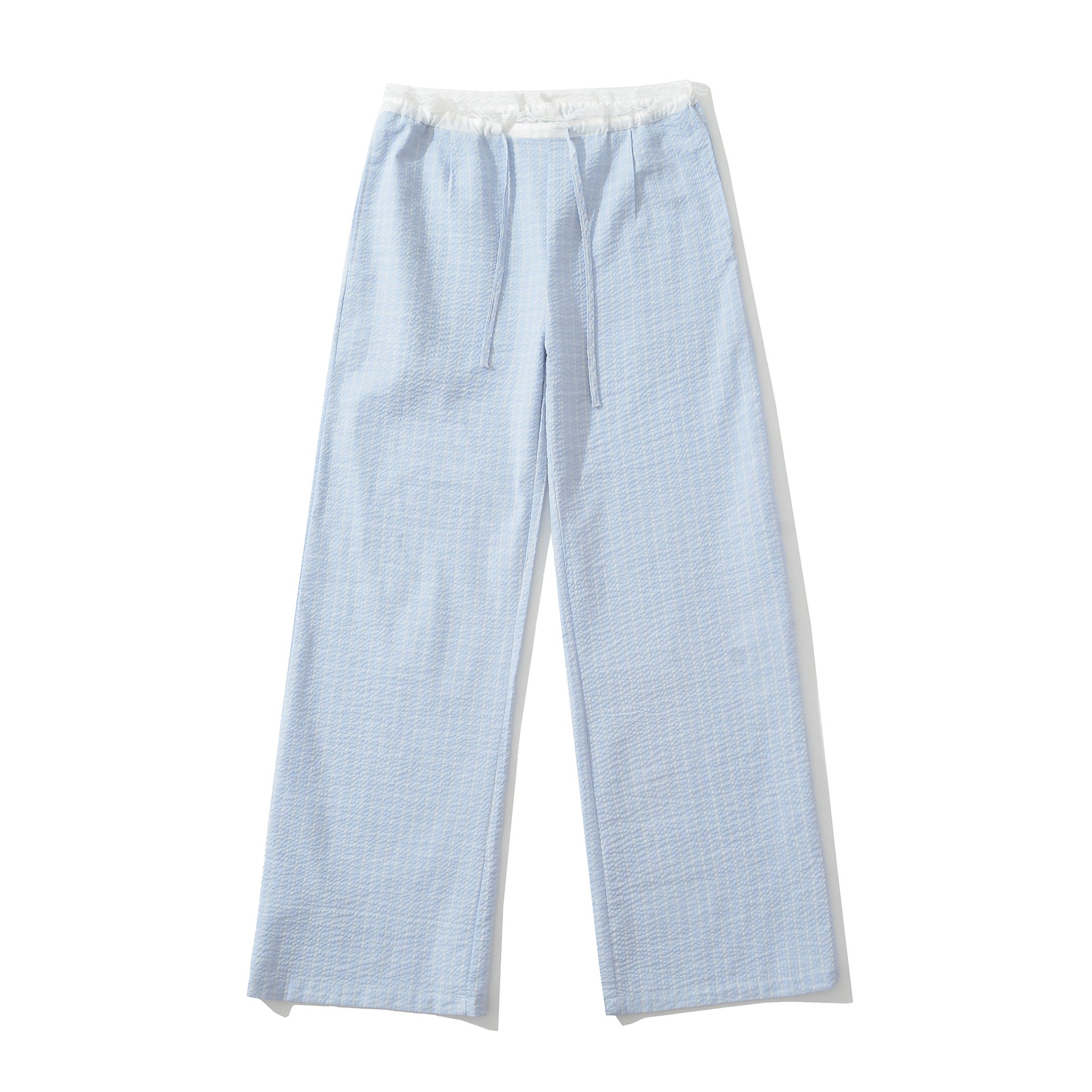 SUENTA Damen Weite Und Luftige Freizeithose Leichtem Material Hellblau