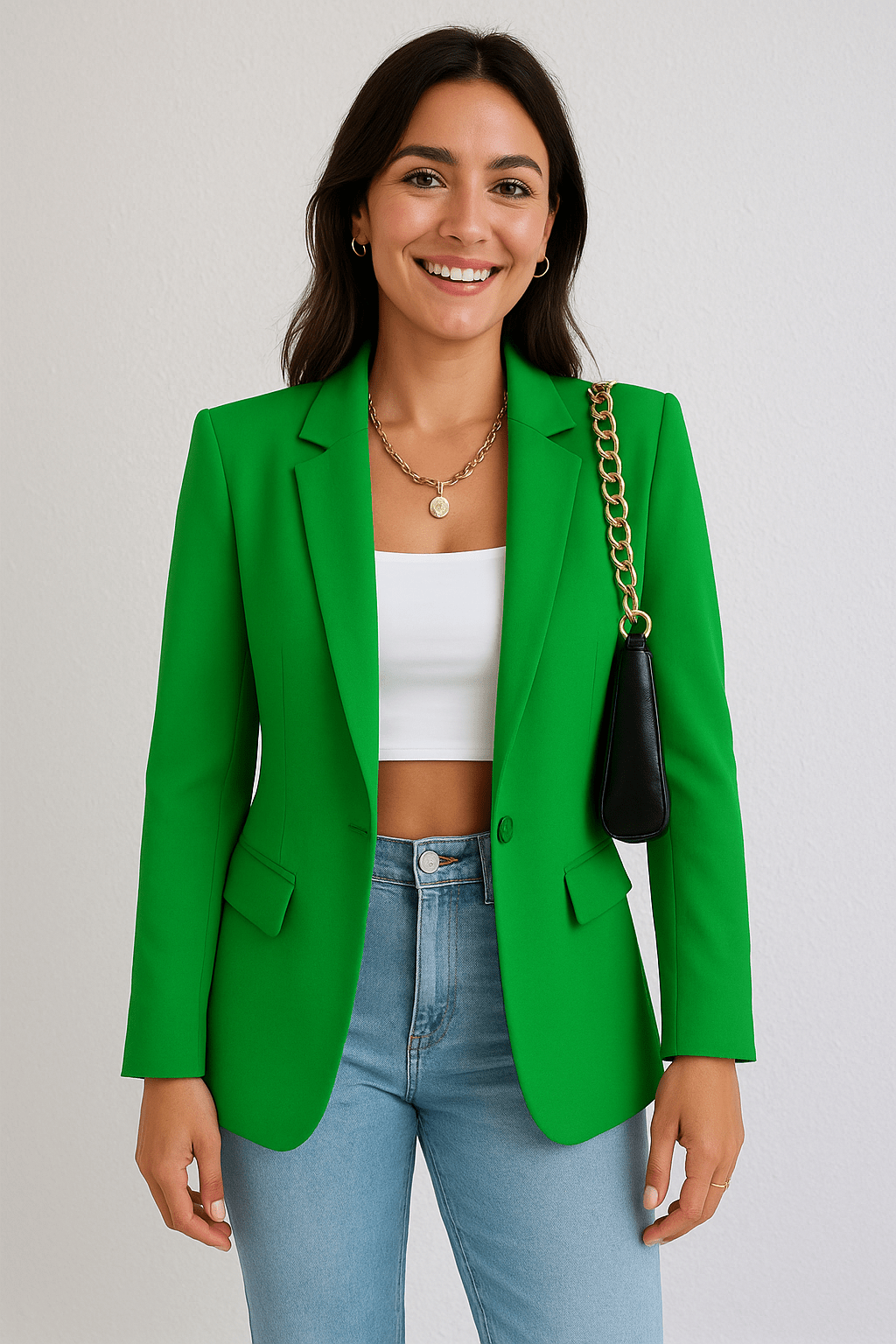 SUENTA Damenblazer Taillierter Streetwear-Chic Struktur Komfort Modernem Stil Grün