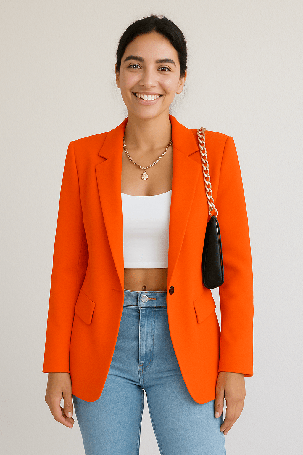 SUENTA Damenblazer Taillierter Streetwear-Chic Struktur Komfort Modernem Stil Orange