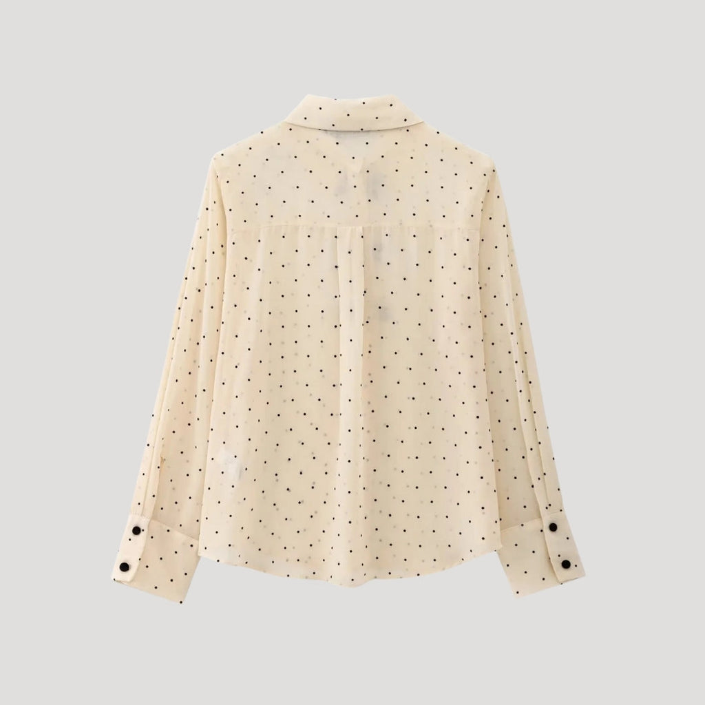 SUENTA Damenbluse Mit Polka-Dots Und Schleife Langärmeliges Chiffonhemd