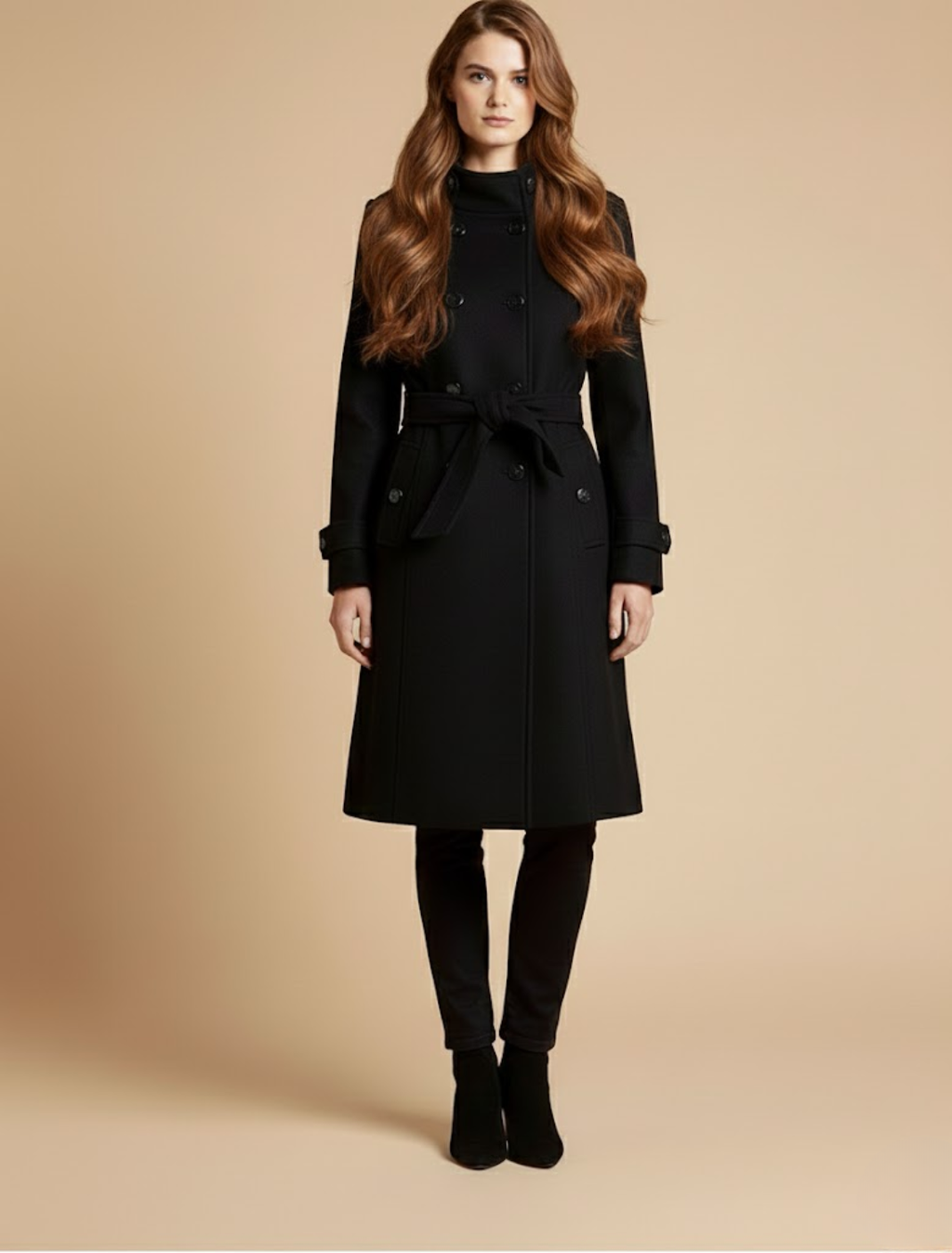 SUENTA Damenmantel Mittlerer Länge Mit Klassischem Kragen Für Eleganten Winterlook Schwarz